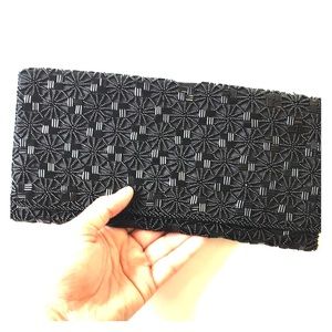 Vintage black beaded evening bag purse clutch EUC